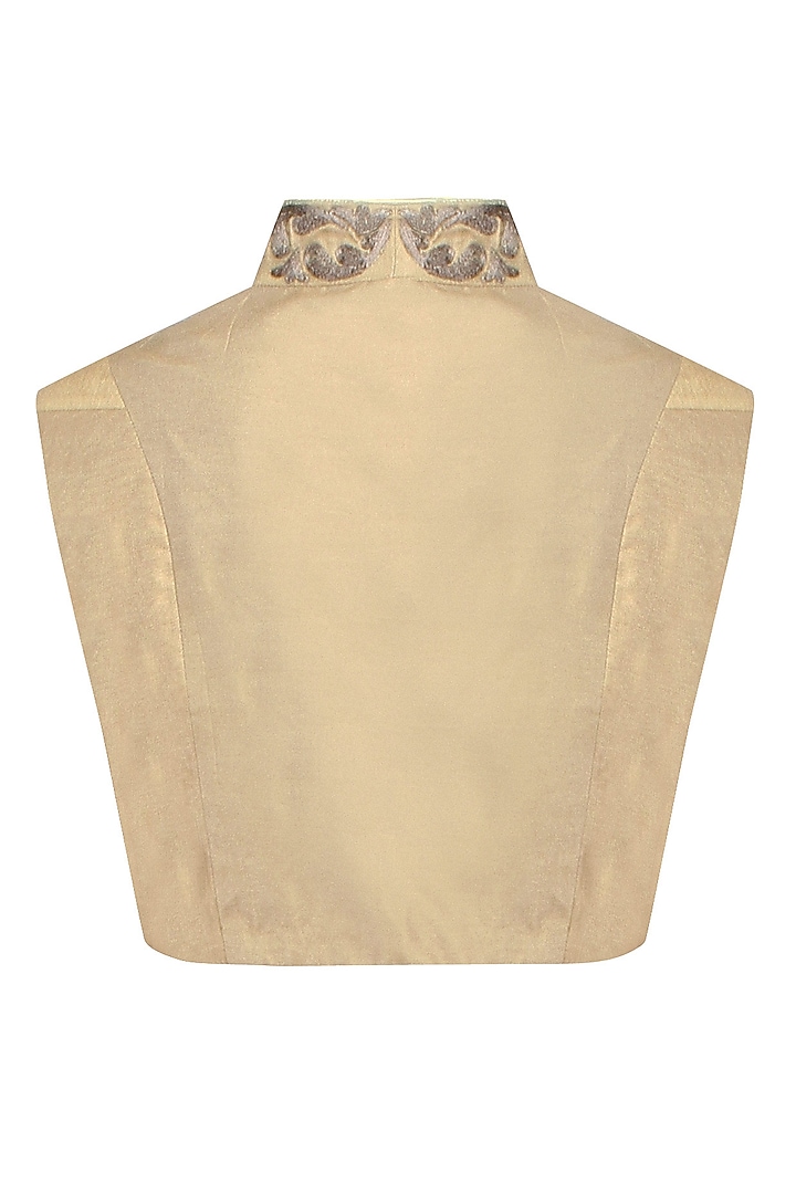 Aharin India presents Antique gold paisley motifs collared blouse available only at Pernia's Pop Up Shop.