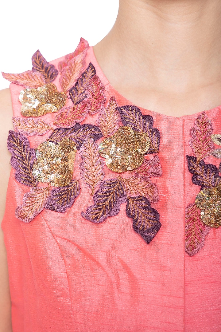 Candy pink embroidered jacket with Lehenga skirt by Aharin India at Pernia's Pop Up Shop