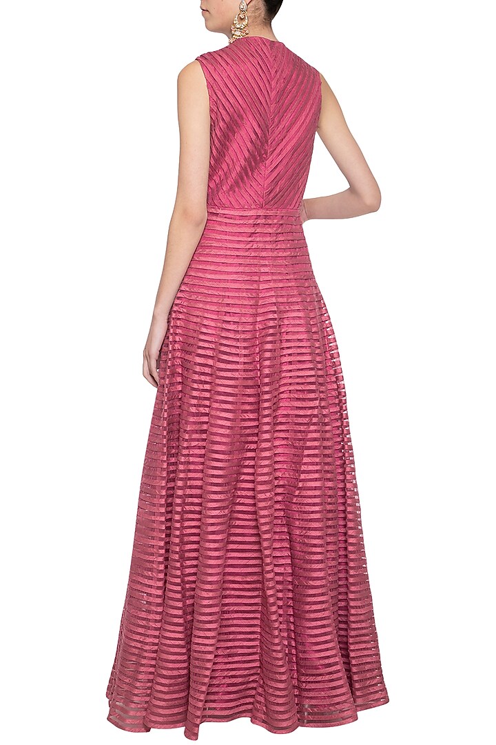 Onion pink embroidered Wedding Anarkali set by Aharin India at Pernia's Pop Up Shop