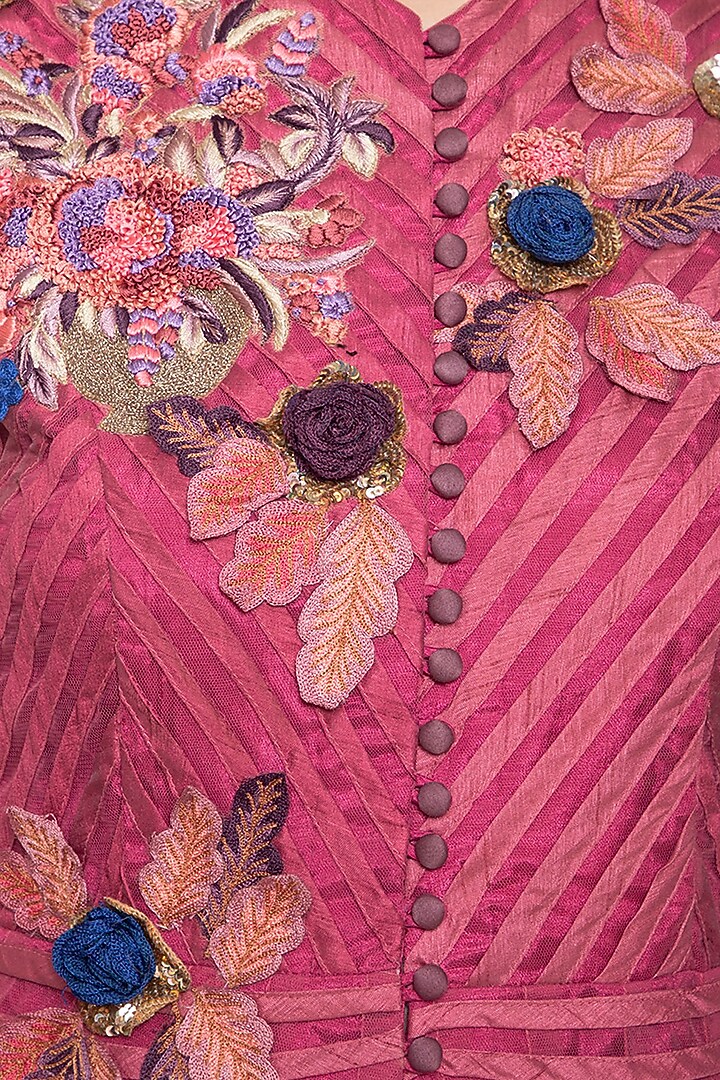 Onion pink embroidered Wedding Anarkali set by Aharin India at Pernia's Pop Up Shop