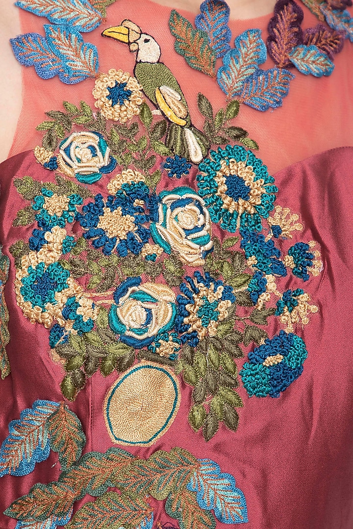 Onion pink embroidered gown by Aharin India at Pernia's Pop Up Shop
