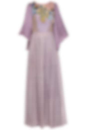 Mauve embroidered Party Wear Anarkali set by Aharin India at Pernia's Pop Up Shop
