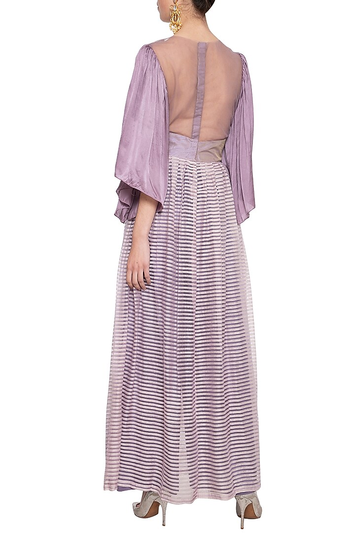 Mauve embroidered Party Wear Anarkali set by Aharin India at Pernia's Pop Up Shop