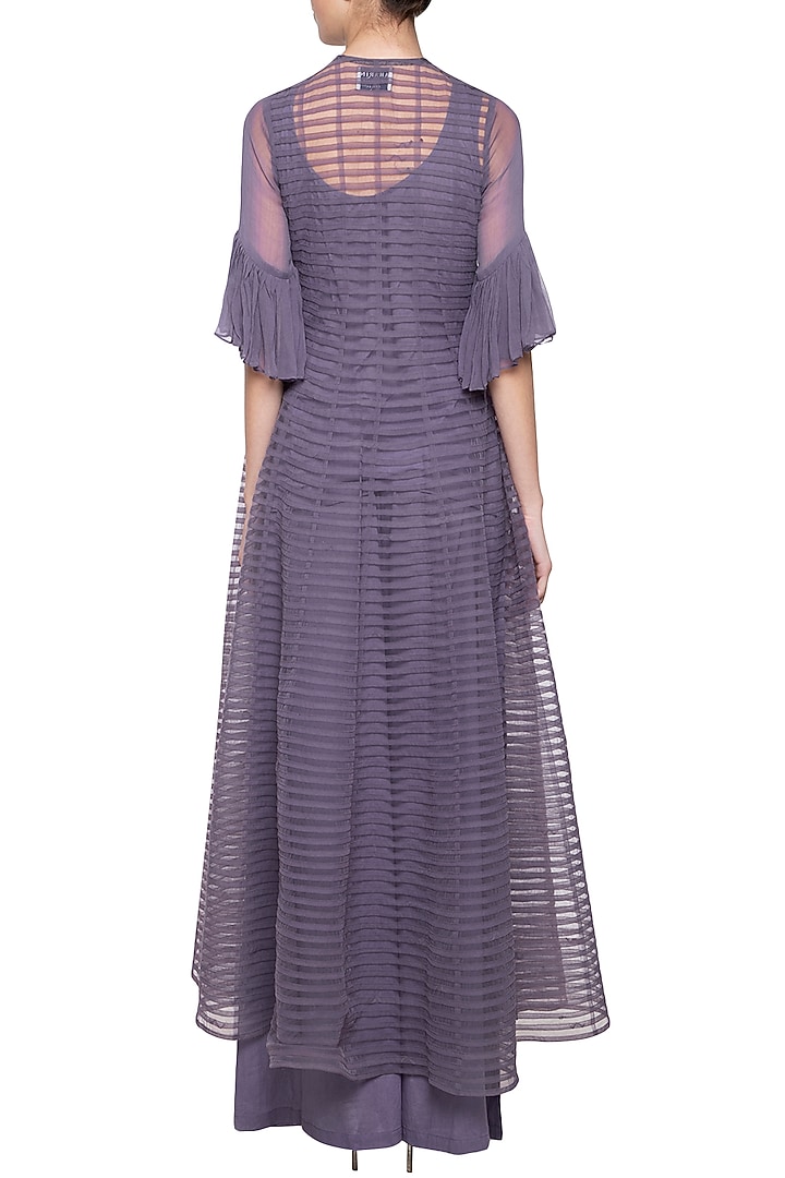 Violet embroidered Wedding Anarkali set by Aharin India at Pernia's Pop Up Shop