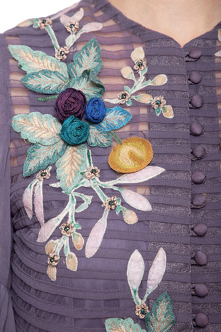 Violet embroidered Wedding Anarkali set by Aharin India at Pernia's Pop Up Shop
