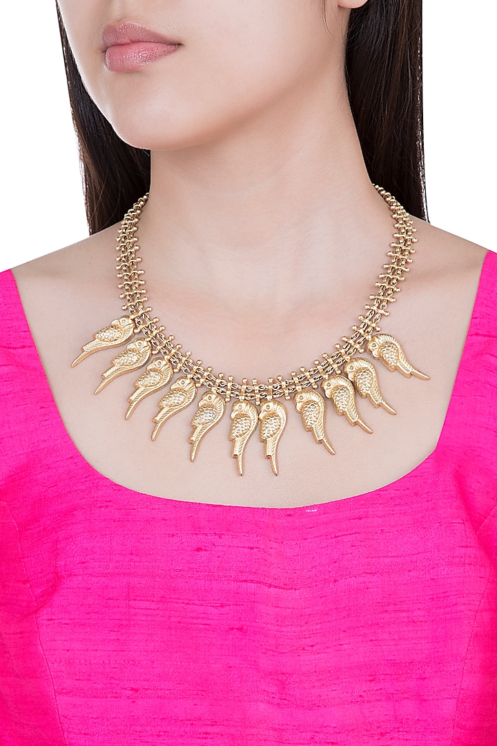Gold Plated Parrot Necklace by Ahilya Jewels