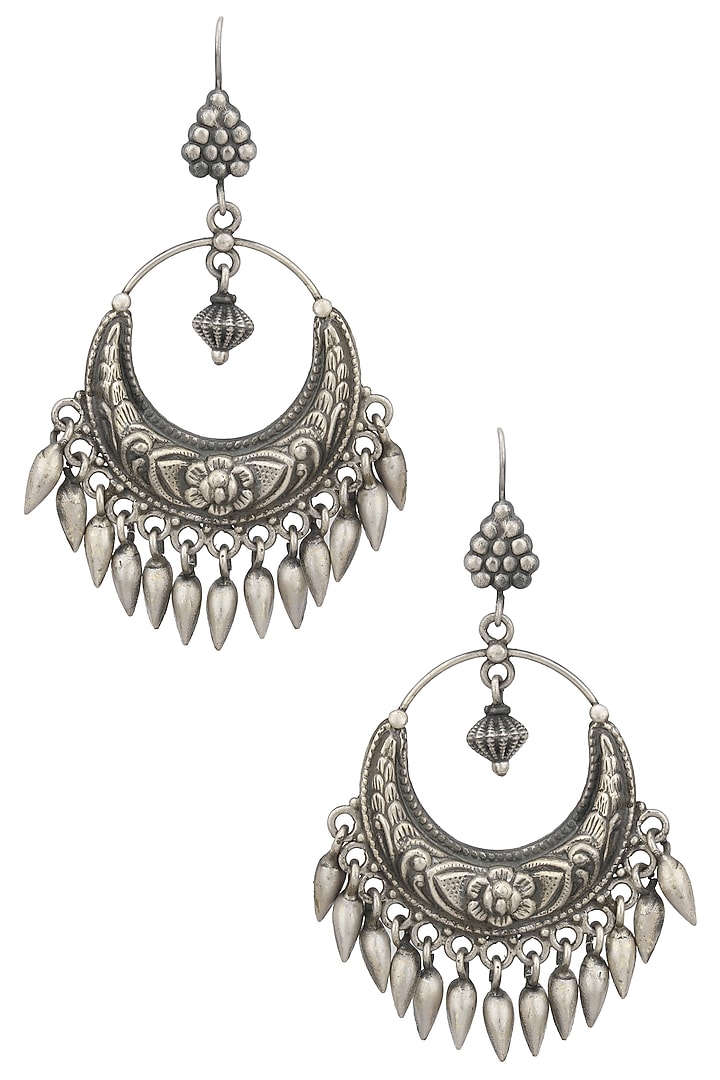 Silver finish crescent shaped earrings available only at Pernia's Pop Up Shop.