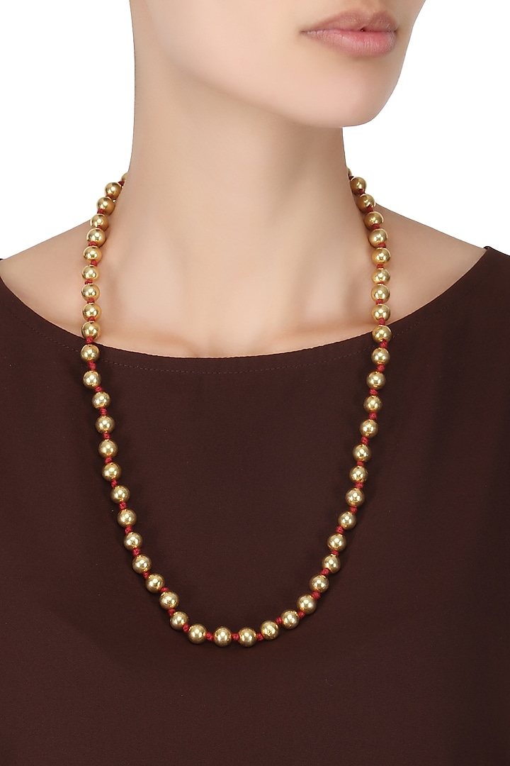 Gold Plated Single Strand Beaded Necklace by Ahilya Jewels