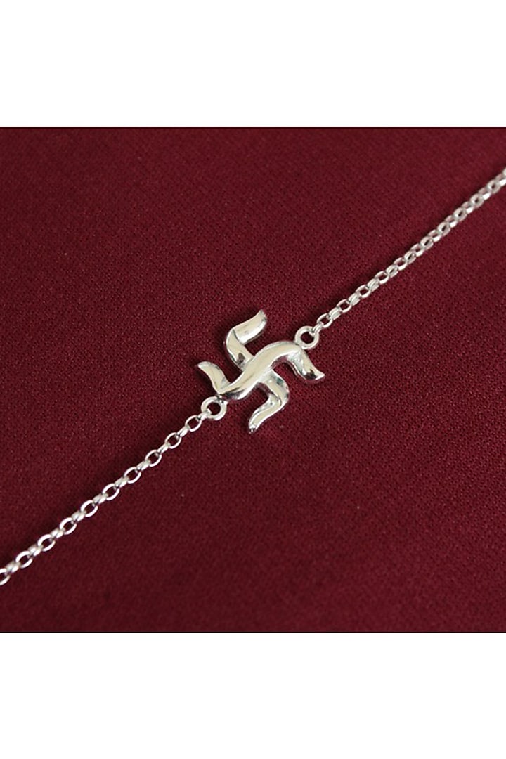 Silver Chain Swastik Rakhi by Ahilya Jewels