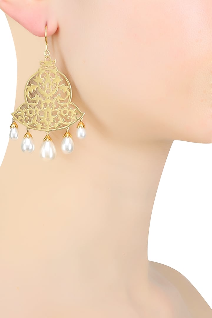Gold Plated Unique Bell Shape Fish Hook Earrings by Ahilya Jewels