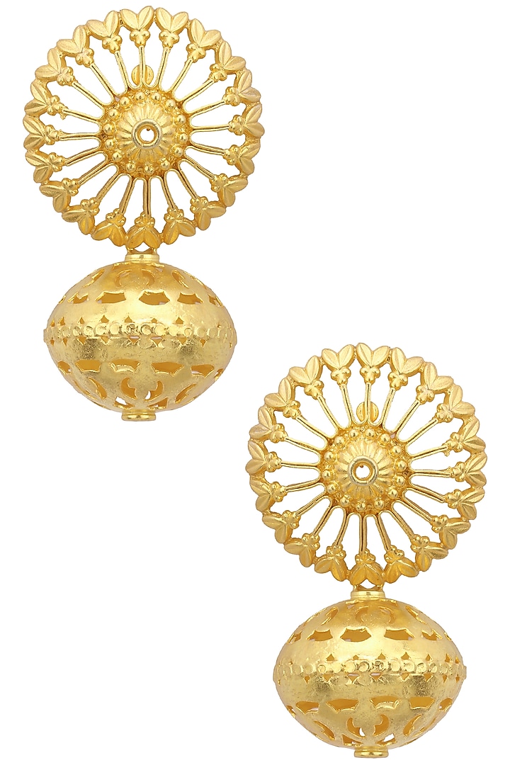 Gold plated cutwork temple earrings set available only at Pernia's Pop Up Shop.