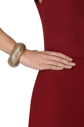 Gold Plated Filigree Cutwork Bangle by Ahilya Jewels