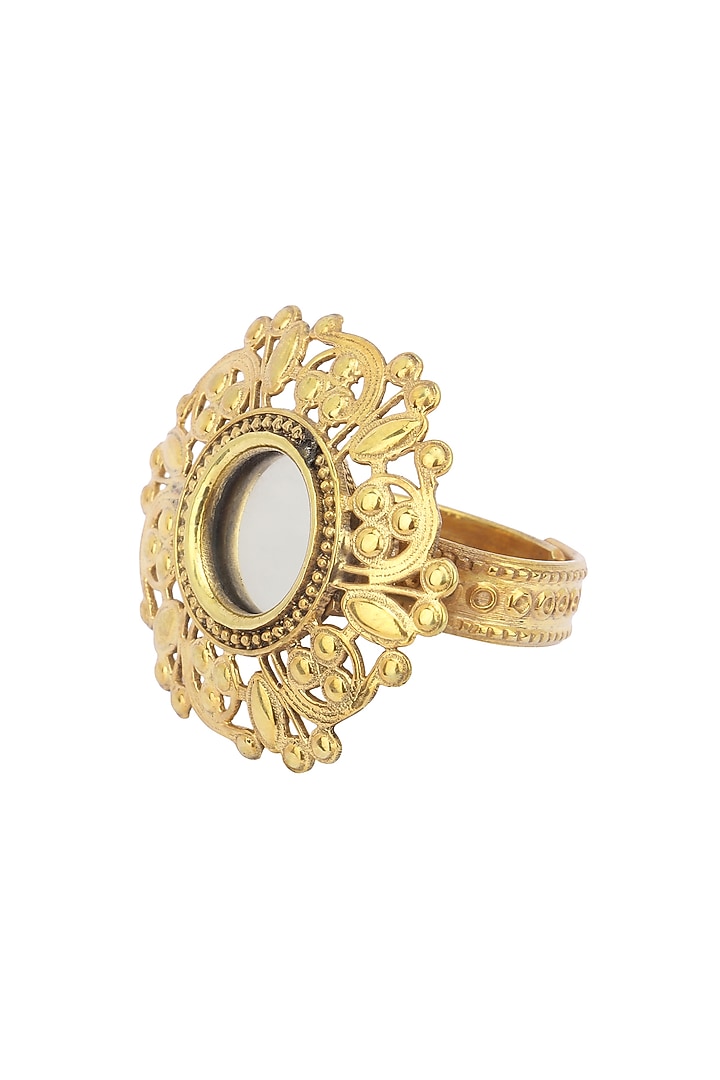 Gold plated mirror and floral cutwork ring available only at Pernia's Pop Up Shop.