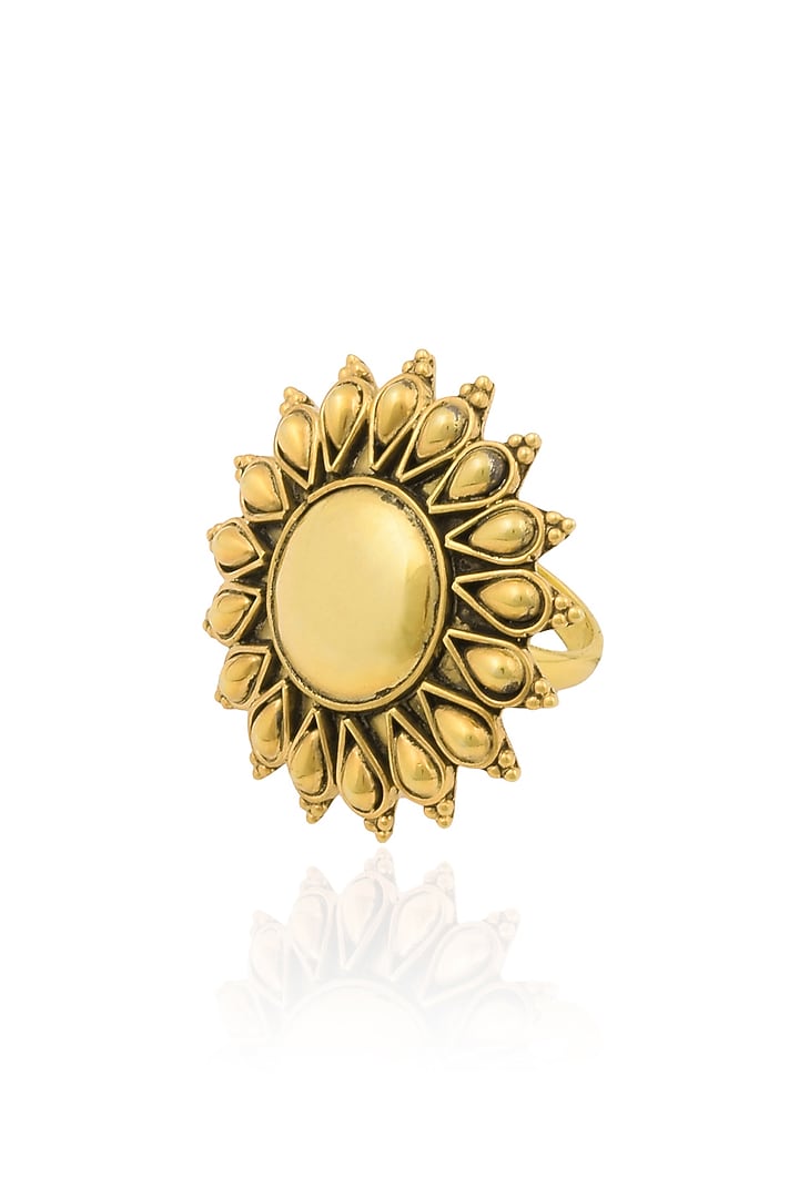 Ahilya presents Gold plated sunflower shaped ring available only at Pernia's Pop Up Shop.