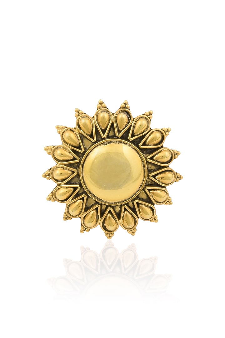 Ahilya presents Gold plated sunflower shaped ring available only at Pernia's Pop Up Shop.