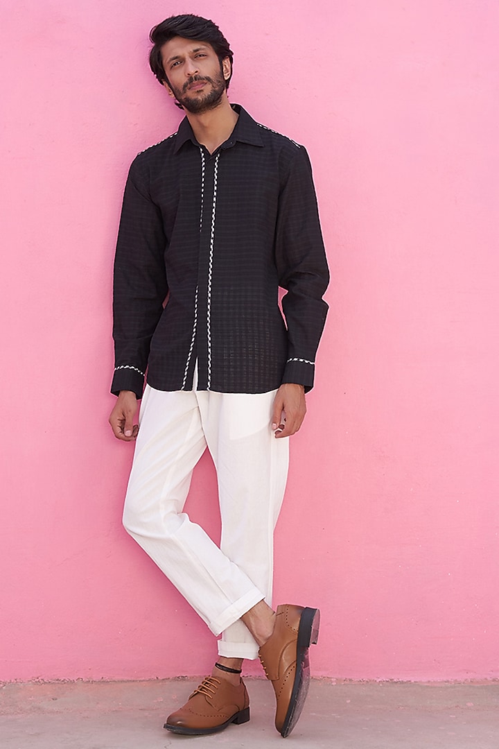 Black Cotton Summer Shirt by ABHISHTI at Pernia's Pop Up Shop