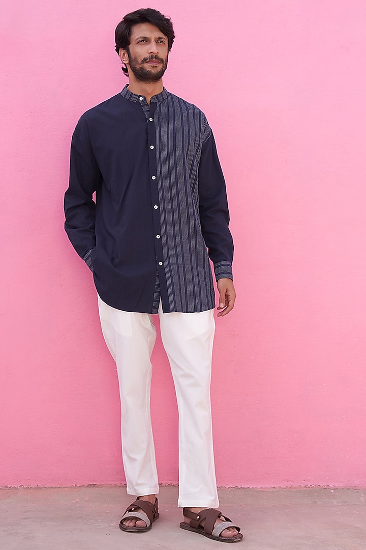 Blue Cotton Summer Shirt by ABHISHTI at Pernia's Pop Up Shop