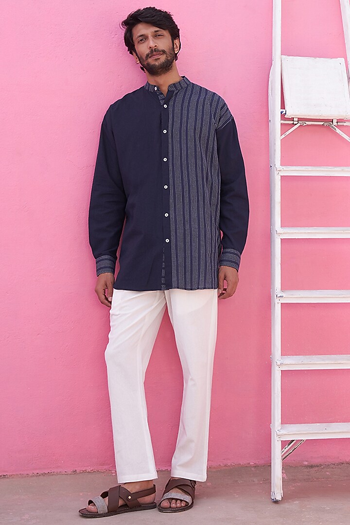 Blue Cotton Summer Shirt by ABHISHTI at Pernia's Pop Up Shop