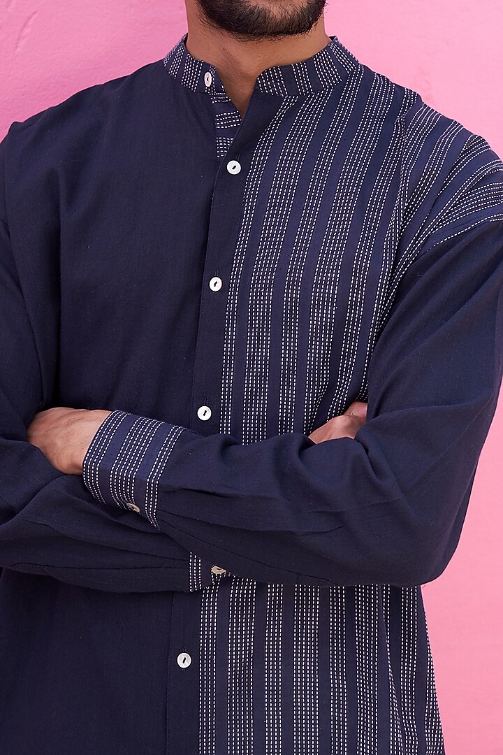 Blue Cotton Summer Shirt by ABHISHTI at Pernia's Pop Up Shop