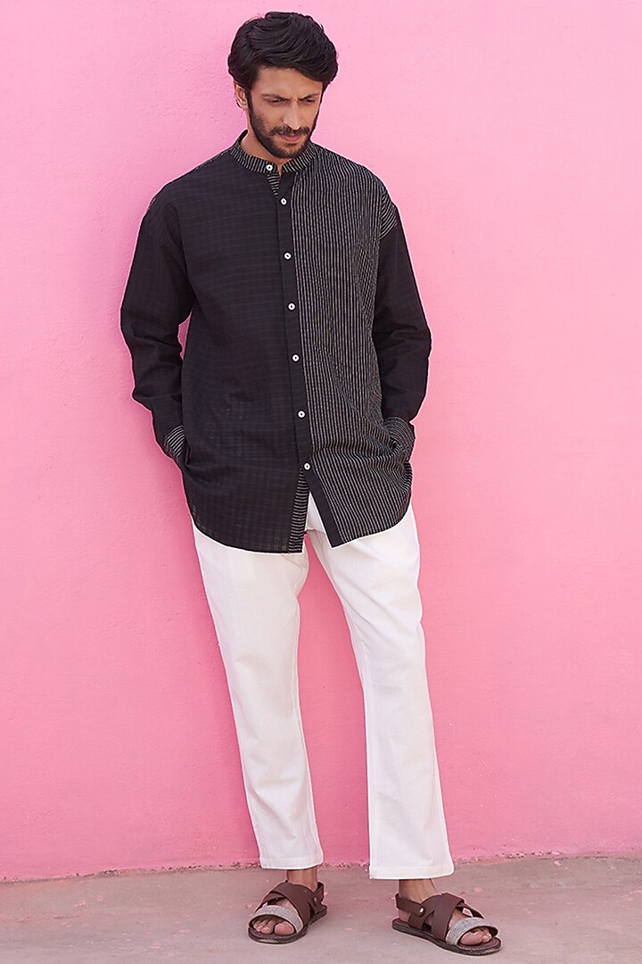 Black Cotton Summer Shirt by ABHISHTI at Pernia's Pop Up Shop