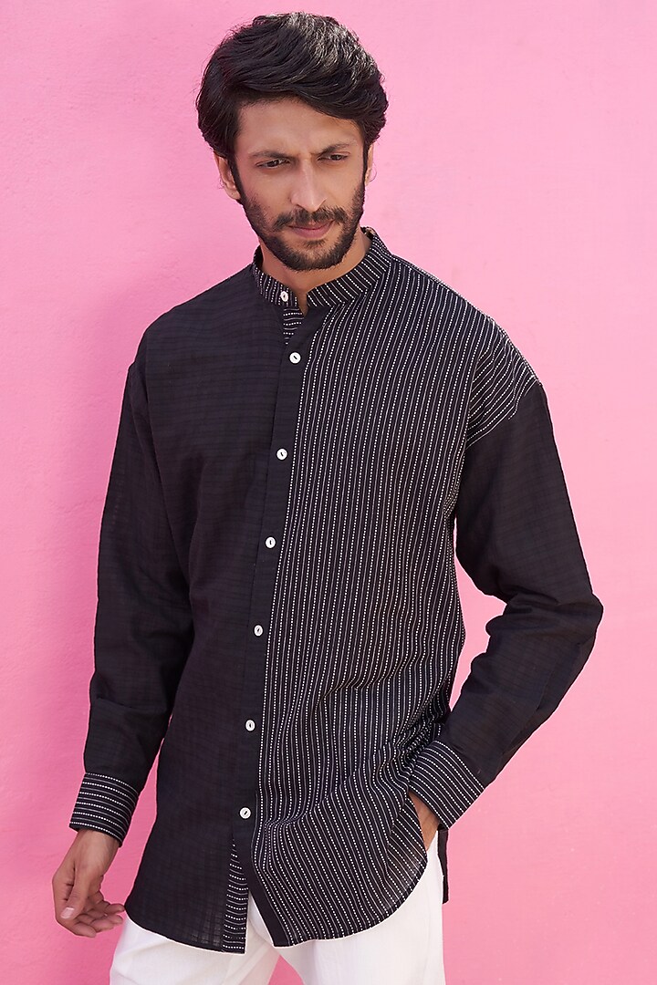 Black Cotton Summer Shirt by ABHISHTI at Pernia's Pop Up Shop