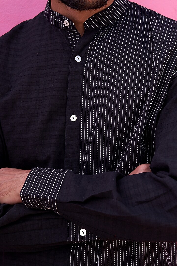 Black Cotton Summer Shirt by ABHISHTI at Pernia's Pop Up Shop