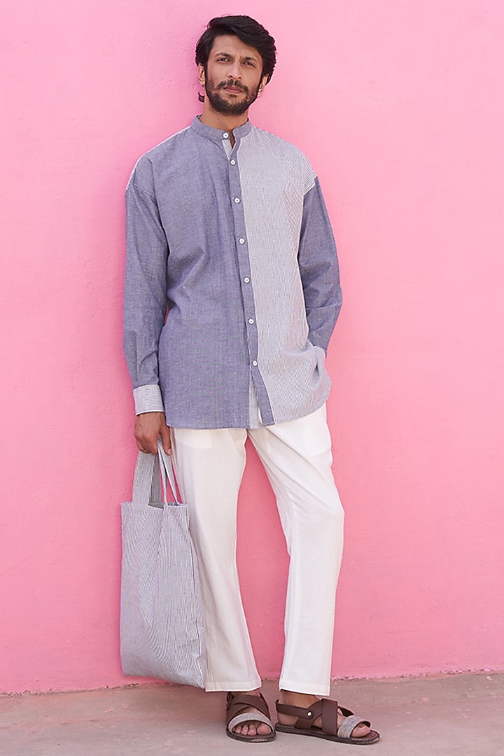 Blue Cotton Summer Shirt by ABHISHTI at Pernia's Pop Up Shop