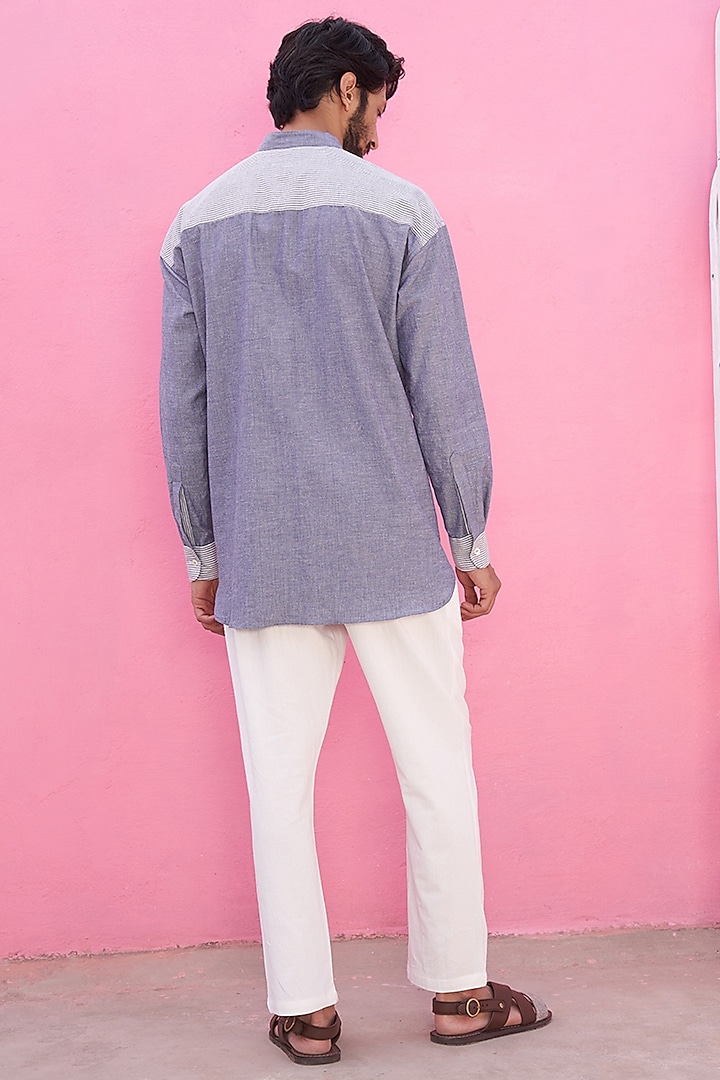 Blue Cotton Summer Shirt by ABHISHTI at Pernia's Pop Up Shop