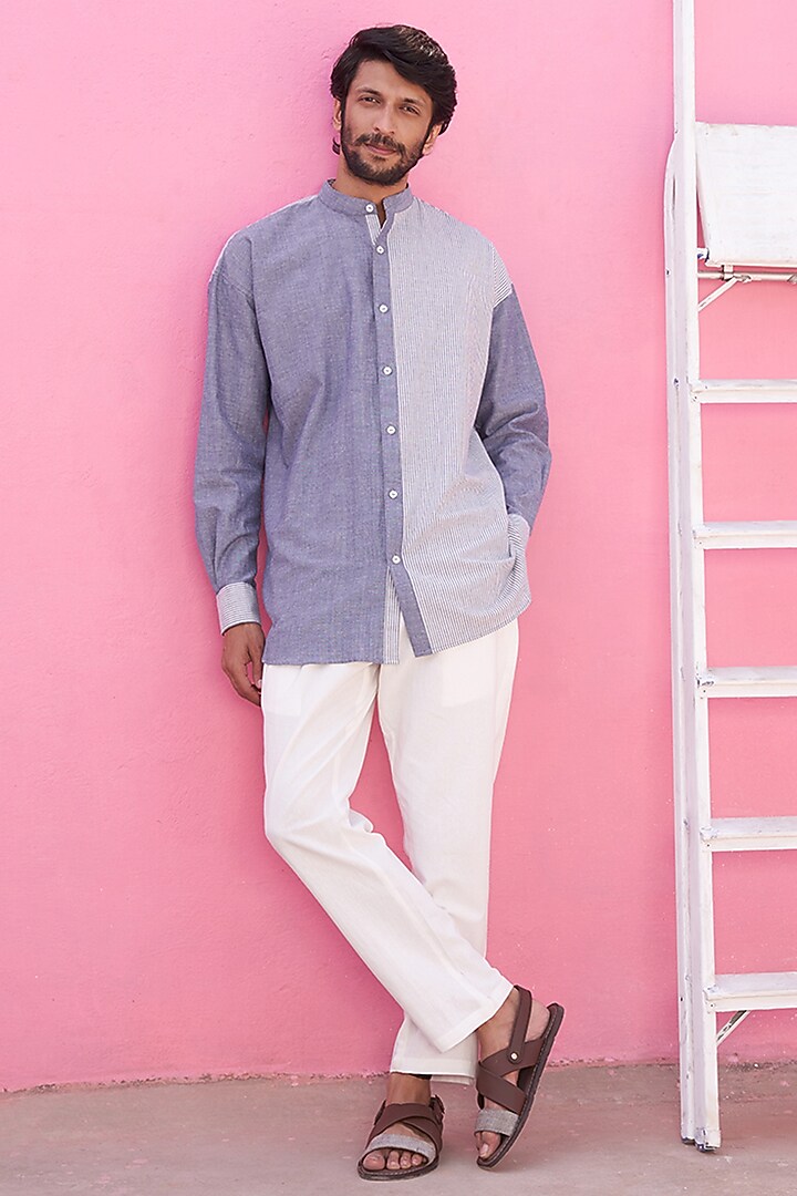 Blue Cotton Summer Shirt by ABHISHTI at Pernia's Pop Up Shop