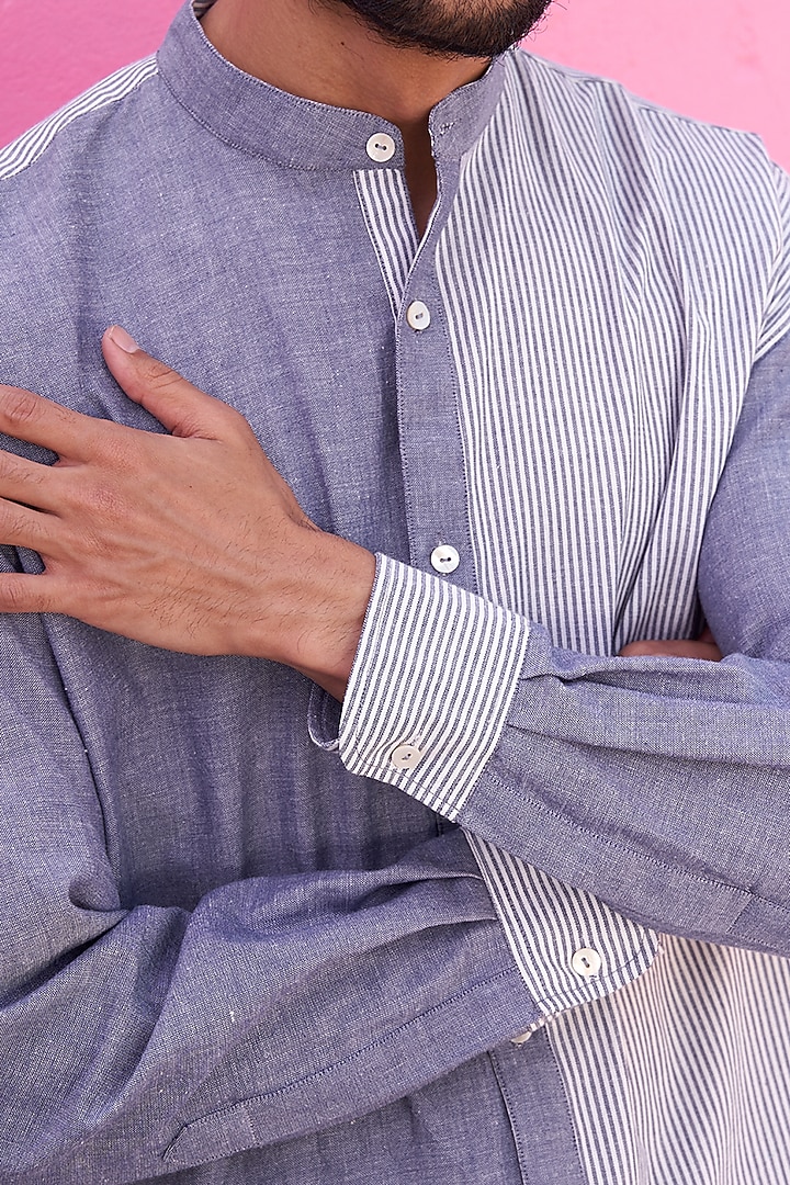 Blue Cotton Summer Shirt by ABHISHTI at Pernia's Pop Up Shop