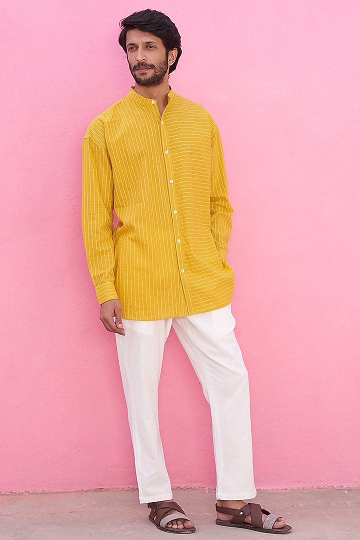 Yellow Cotton Summer Shirt by ABHISHTI at Pernia's Pop Up Shop