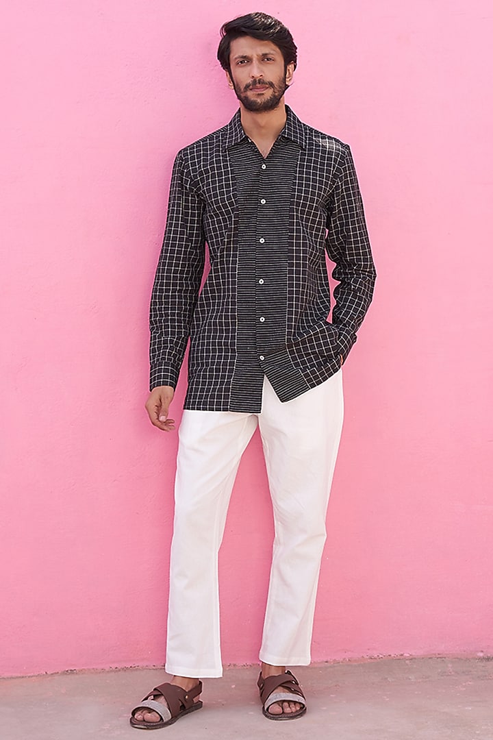 Black Cotton Summer Shirt by ABHISHTI at Pernia's Pop Up Shop