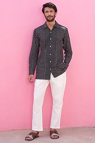 Black Cotton Shirt by ABHISHTI
