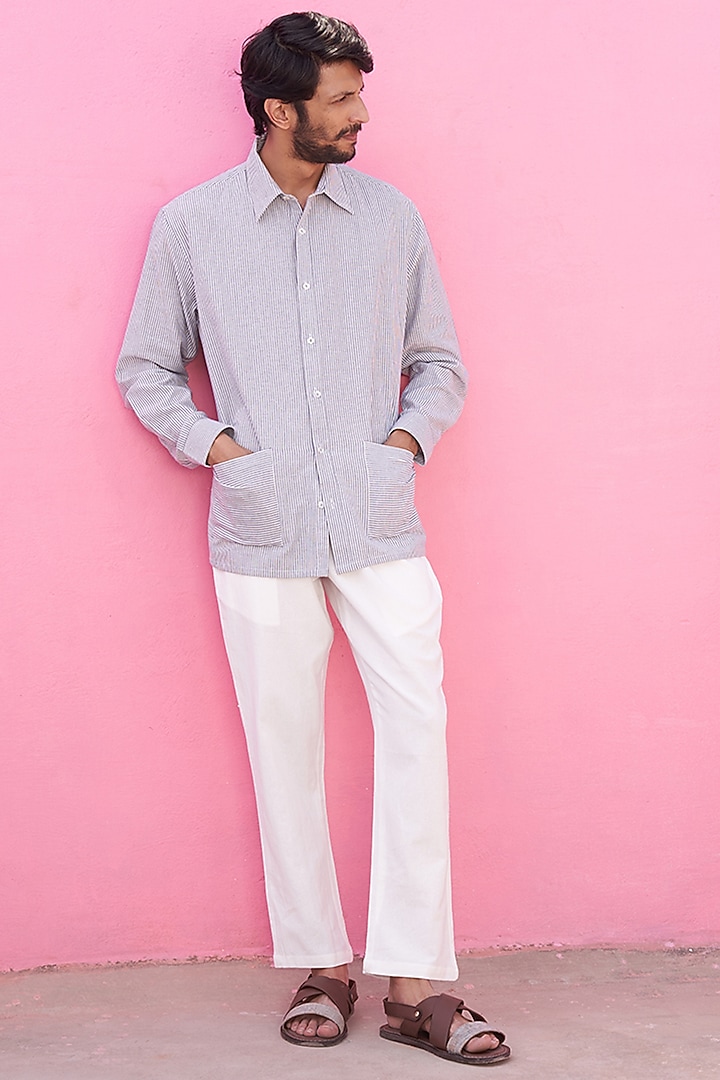 Blue Cotton Summer Shirt by ABHISHTI at Pernia's Pop Up Shop