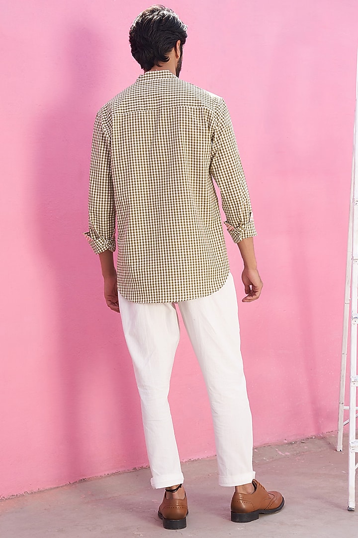 Green Cotton Checkered Printed Summer Shirt by ABHISHTI at Pernia's Pop Up Shop