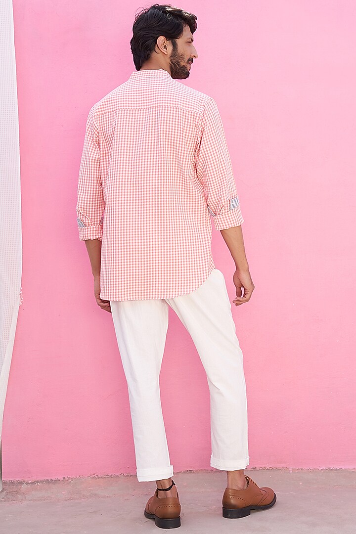 Pink Cotton Checkered Printed Summer Shirt by ABHISHTI at Pernia's Pop Up Shop
