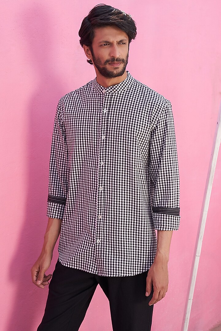 Multi-Colored Cotton Gingham Printed Summer Shirt by ABHISHTI at Pernia's Pop Up Shop