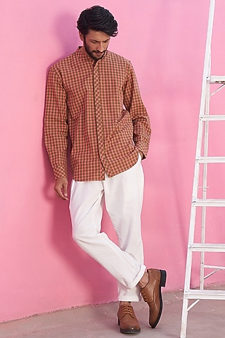 Multi-Colored Cotton Checkered Printed Shirt by ABHISHTI