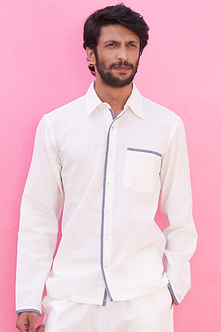 White Cotton Summer Shirt by ABHISHTI at Pernia's Pop Up Shop