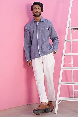 Blue Cotton Shirt by ABHISHTI