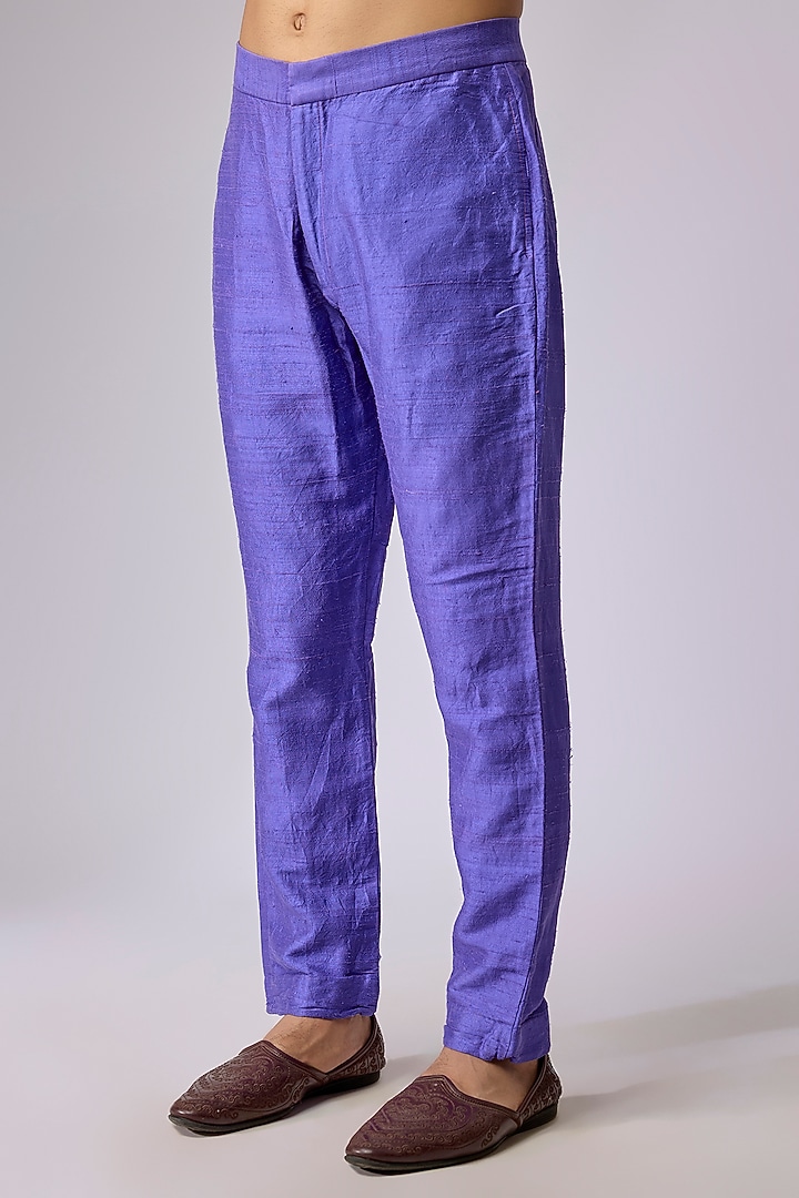 Violet Raw Silk Bundi Jacket Set by Aisha Rao Men at Pernia's Pop Up Shop