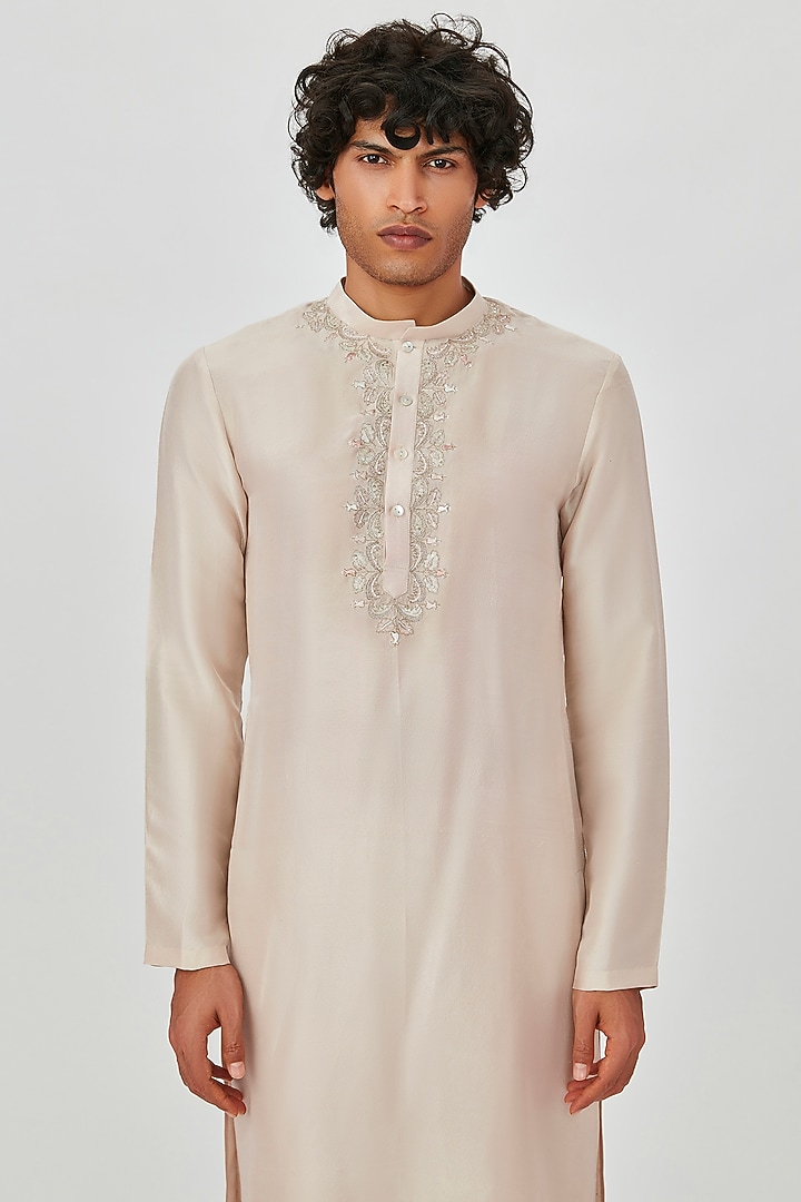 Almond Embellished Bundi Jacket Set by Aisha Rao Men at Pernia's Pop Up Shop