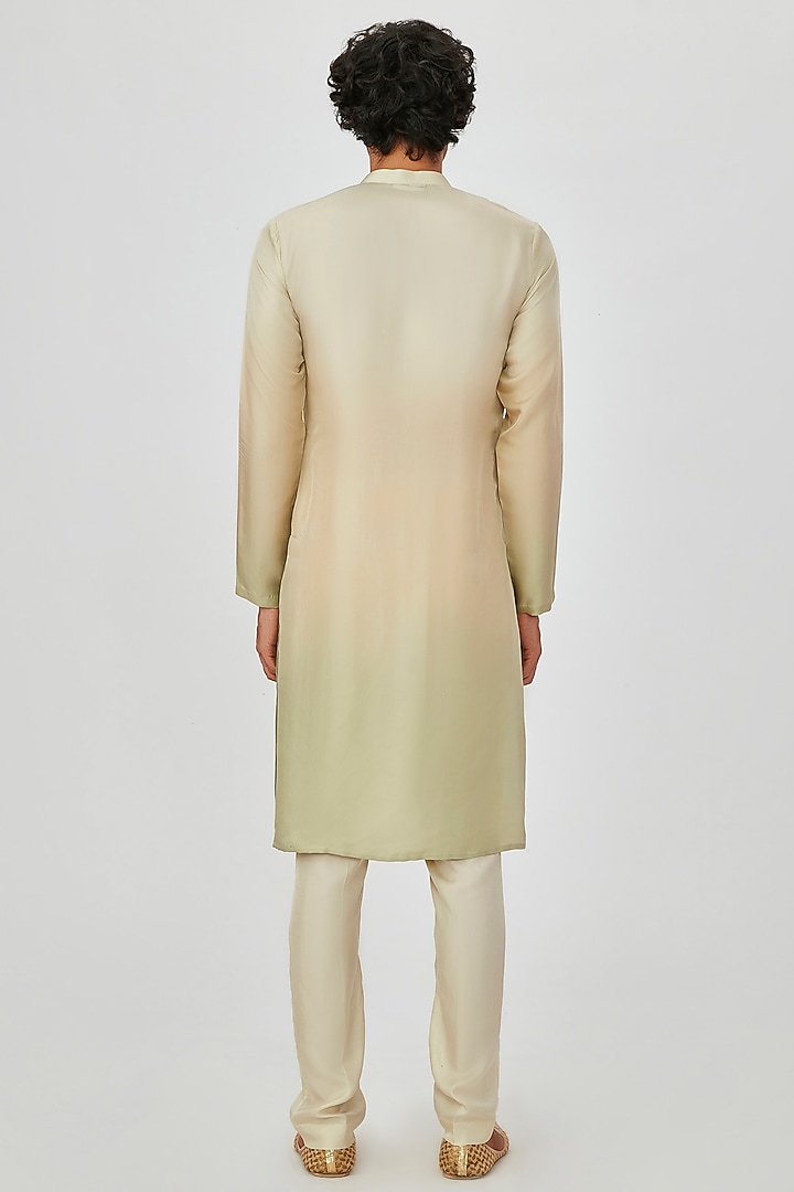 Beige Silk Twill Embroidered Kurta Set by Aisha Rao Men at Pernia's Pop Up Shop