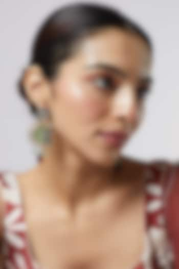 Two Tone Finish Multi-Colored Synthetic Stone & Pearl Drop Temple Chandbali Earrings by Aitihya at Pernia's Pop Up Shop