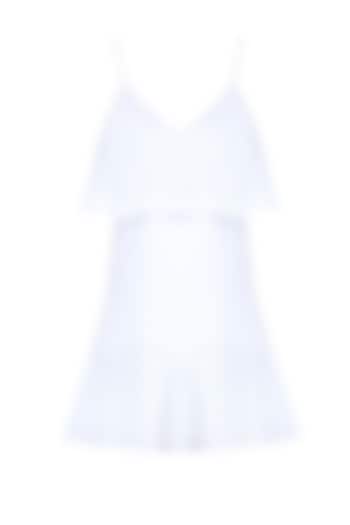 White Lace Spaghetti Strap Mini Dress by Ankita