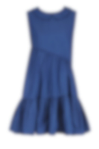 Blue Layered Lace Trim Dress by Ankita