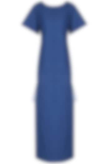 Blue Side Split Maxi Dress by Ankita