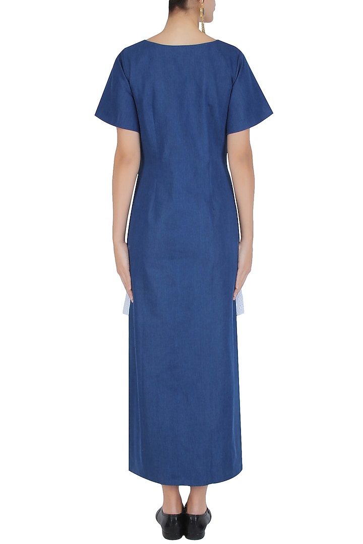 Blue side split maxi dress available only at Pernia's Pop Up Shop.
