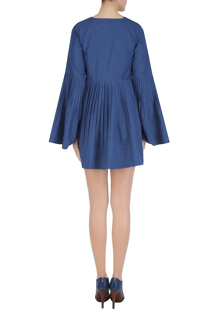 Blue pleated beller dress available only at Pernia's Pop Up Shop.