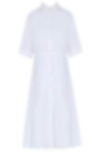 White Lace Trim Shirt Dress by Ankita